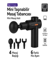 AMG017 Taşınabilir Sessiz Mini Masaj Aleti - 6 Hız Ayarlı, LCD Ekran, 3600RPM (Siyah)