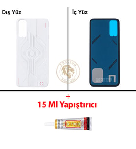 Infinix GT 30 Pro Beyaz Uyumlu Arka Kapak + B7000 Yapıştırıcı Arka Cam Batarya Pil Kapağı Back Cover