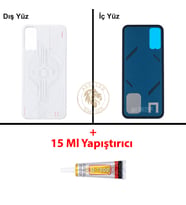 Infinix GT 30 Pro Beyaz Uyumlu Arka Kapak + B7000 Yapıştırıcı Arka Cam Batarya Pil Kapağı Back Cover