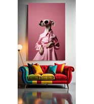 SÜSLÜ KÖPEK V1 Ev Duvar Salon Güzellik Salonu Ofis Dükkan Dekarasyon Kanvas Tablo (Çok Renkli)