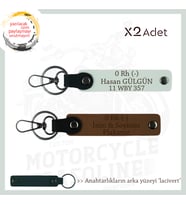 Motorculara Özel İsim Plaka, 0(-) Kan Grubu Yazılı Kişiselleştirilen x2 Anahtarlık, Kahve-Beyaz-Laci