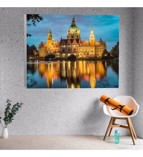 Hanover Town Hall Gölü Dekoratif Kanvas Tablo