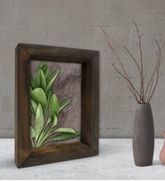 BK Gift Green Plant Tasarımlı Dekoratif Doğal Masif Ahşap Çerçeve 15x20cm-4 (Beyaz)