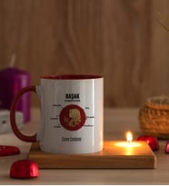 Kişiye Özel Başak Burcuna Hediye Ahşap Altlıklı Mumlu Kırmızı Kupa