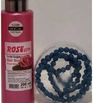 Rose City Doğal Gülsuyu 200 ml Alana Rose City Gül Kokulu 99lü Lacivert Namaz Tesbihi Hediye