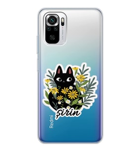 Xiaomi Cat Sticker Tasarımlı Şeffaf Telefon Kılıfı
