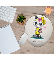Kişiye Özel Çiçekçi Panda Kız Temalı Mouse Pad Bilek Destekli
