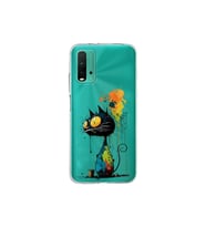 Redmi 9T ile Uyumlu Splash Kedi Tasarımlı Şeffaf Silikon Kılıf