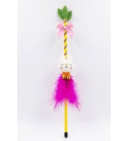 Peluş Figürlü ve Mor Tüylü Kedi Oyun Oltası