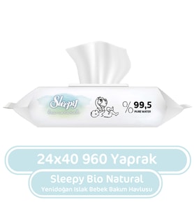 Sleepy Bio Natural Yenidoğan Islak Mendil 40x24 960 Yaprak