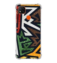 Xiaomi Redmi 10A Köşe Korumalı Antişok Kapak Soyut Grafiti Tasarımlı Şeffaf Silikon Kılıf