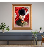 Altın Varaklı Paspartulu Çerçeveli Tablo hb1311