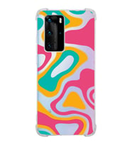 PrintiFy Huawei P40 Pro Uyumlu Köşe Korumalı Renkli Desen Tasarımlı Şeffaf Silikon Kılıf