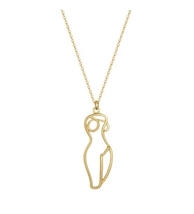 Kişiye Özel 925 Ayar Gümüş Minimal Kadın Vücudu Silüet Kolye (Gold)