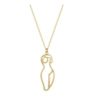 Kişiye Özel 925 Ayar Gümüş Minimal Kadın Vücudu Silüet Kolye (Gold)