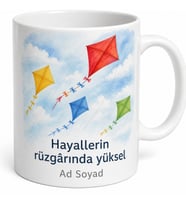 İsimli Uçurtma Desenli Özel Baskılı Kupa Bardak Hediye