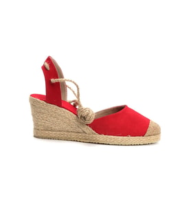 Gerçek Elişi Topuğu Açık Bilekten Bağlamalı Bej Dolgu Topuk Keten Hasır Espadril Handmade