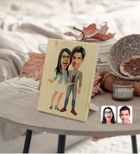 BK Gift Kişiye Özel Sevgililer Karikatürlü Dekoratif Ahşap Çerçeve Model 81
