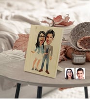 BK Gift Kişiye Özel Sevgililer Karikatürlü Dekoratif Ahşap Çerçeve Model 81