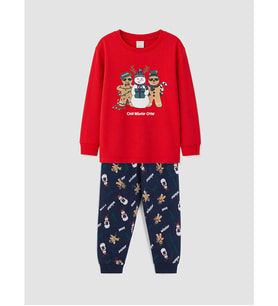 LCW Kids Kırmızı Yılbaşı Temalı Erkek Çocuk Pijama Takımı