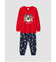 LCW Kids Kırmızı Yılbaşı Temalı Erkek Çocuk Pijama Takımı