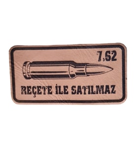 7,62 Reçete İle Satılmaz Deri PEÇ  -Arma - Leather Patch (Bej)