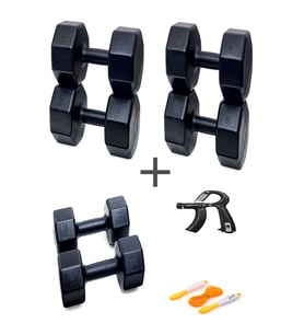 PS SPOR 3 ÇİFT DAMBIL SET 3 KG + 6 KG +9 KG + AYARLANABİLİR SAYAÇLI EL YAYI VE ATLAMA İPİ