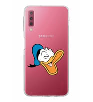 Samsung Galaxy A7 2018  Kamera Korumalı  Kapak Donald Duck Tasarımlı  Şeffaf Kılıf