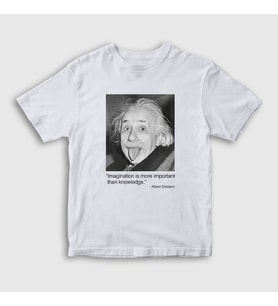 Presmono Unisex Çocuk Beyaz Imagination Scientist Albert Einstein T-Shirt 335021tt