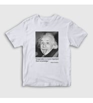 Presmono Unisex Çocuk Beyaz Imagination Scientist Albert Einstein T-Shirt 335021tt