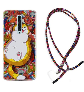 Oppo Reno 2Z 4 Lite 4 Pro 5 6 7 A31 Kılıf Boyun Asklı Rasta Silikon Tombul Kedi 1739