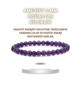 Ametist Doğal Taş Bileklik 6 Mm ( Zarif, Ince ) ( Yaşam Sevinçi Verir )