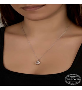 Swarovski Crystal Taşlı Papatya Gümüş Kadın Kolye