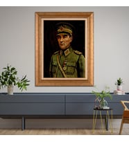 Altın Varaklı Çerçeveli Paspartulu Atatürk Tablo z4570 (Gold)
