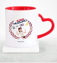 BK Gift Kişiye Özel Mesleki İcra Müdürü Kırmızı Kalpli Kupa Bardak - Model 2