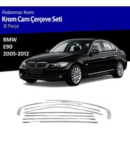 BMW E90 Cam Çıtası Komple Set Çerçevesi Kromu Nikelajı 2005 - 2012