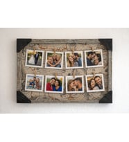Kişiye Özel 8 Fotoğraflı İpli Mandallı Özel Tasarım Duvar Fotoğraf Çerçevesi