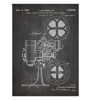 Film Projector Patent - Cinema Art - Black Chalkboard Tablo Ahşap Poster Dekoratif
