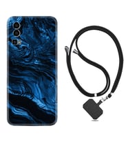 General Mobile Gm 23 Kılıf Resimli Boyun Askılı İpli Desenli Silikon Blue MArble 1379