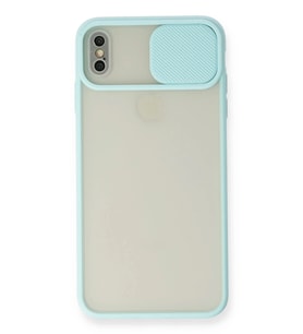 Durukar® iPhone XS Max Kılıf Palm Buzlu Kamera Sürgülü Silikon - Turkuaz