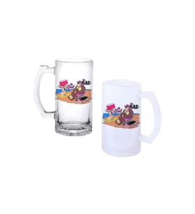 Ghostbastır Design Güzel ve Çirkin Kulplu Bira Bardağı Buzlu veya Şeffaf Seçenekli 094