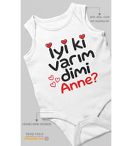 İyi Ki Varım Dimi Anne? Sıfır Kol Bebek Zıbını %100 Pamuk