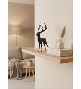 Geyik Figürü Gri Modern Salon Ve Raf Dekoru