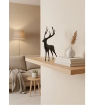 Geyik Figürü Gri Modern Salon Ve Raf Dekoru