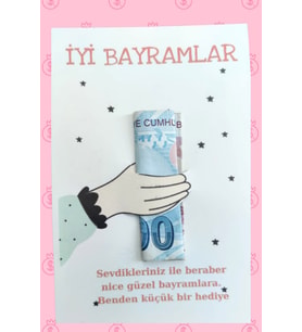10 Adet Bayram Tebrik Kartı - Bayram Harçlık Kartı - Bayram Hediyesi
