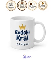 Evdeki Kral Yazılı Komik Baskılı Kupa Bardak Esprili Hediye