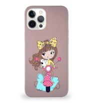 Apple iPhone 12 Pro Max Soft Premier Kapak Vespagirl Tasarımlı Silikon Kılıf - Pudra (Şeffaf)