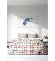 Çift Kişilik ( Lastikli Çarşaflı ) %100 Pamuk Saten Nevresim Takımı Colorful Lines