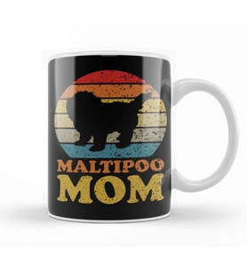 Retro Sunset Maltipoo Dog Mom Kupa Bardak Porselen