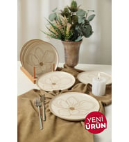 Keramika Taupe Bloom Nordıc Pasta Tabağı 22 Cm 6 Adet 22529 (A.Krem)